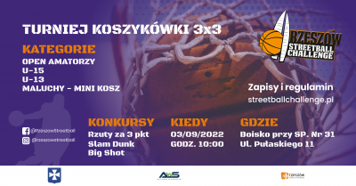 Grafika promująca wydarzenie | Turniej koszyk&oacute;wki 3x3