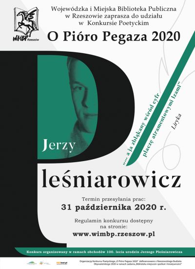 Plakat Konkursu Poetyckiego "O Pióro Pegaza 2020"