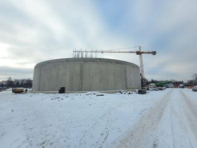 Budowa nowego zbiornika na wodę wybudowanego przez rzeszowski MPWiK na osiedlu Pobitno
