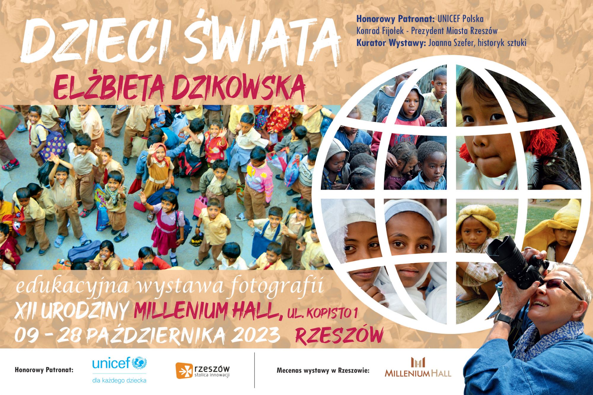 Plakat promujący wystawę "Dzieci Świata" autorstwa Elżbiety Dzikowskiej