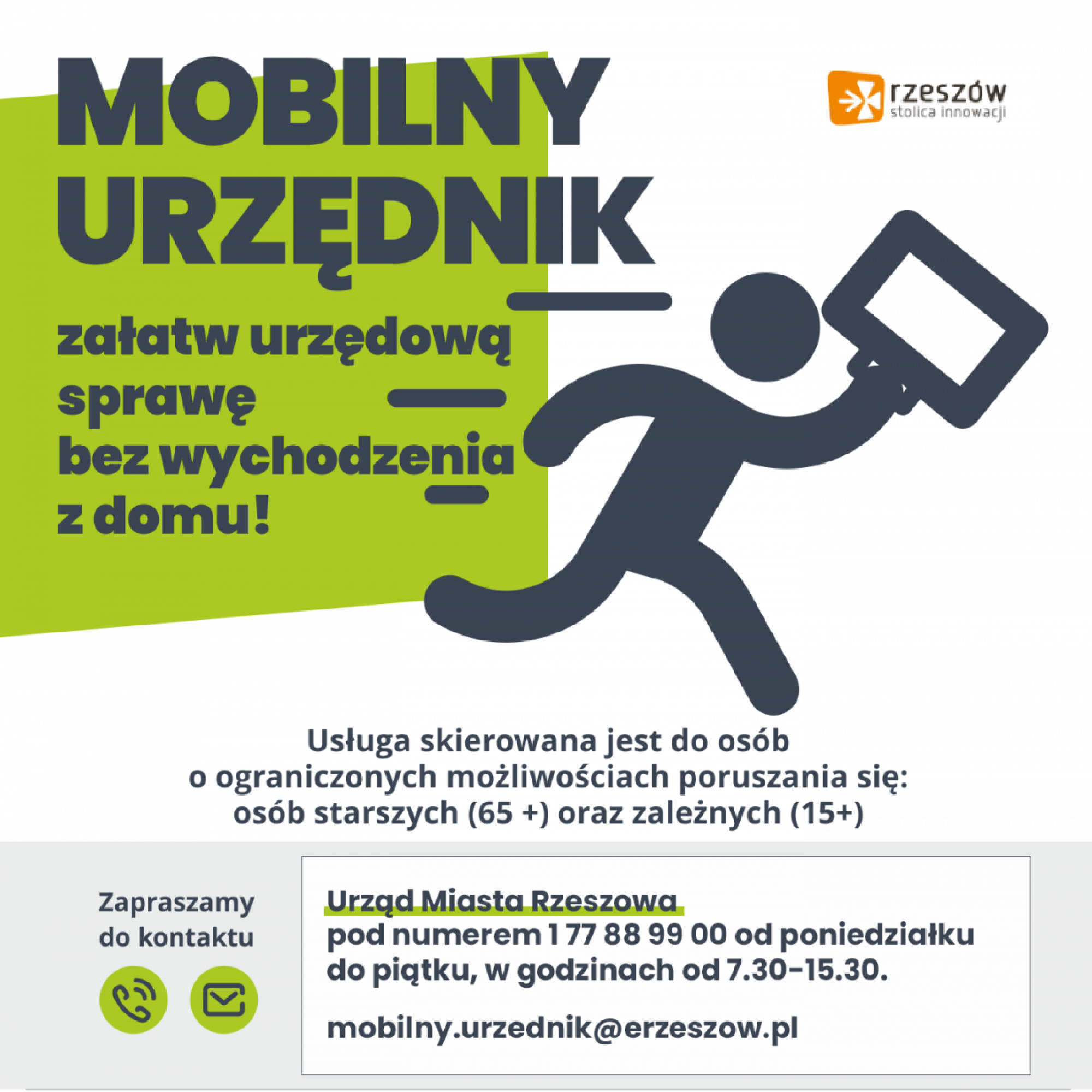 Grafika promująca usługę Mobilny Urzędnik w Urzędzie Miasta Rzeszowa