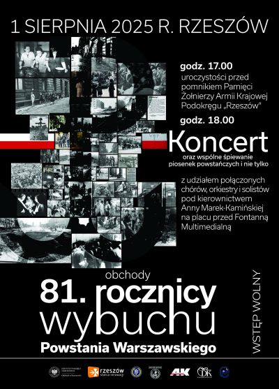 plakat promujący program obchod&oacute;w 81. rocznicę wybuchu Powstania Warszawskiego