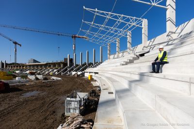 zdjęcie z terenu budowy Podkarpackiego Centrum Lekkoatletycznego w Rzeszowie, fot. Grzegorz Bukała, Urząd Miasta Rzeszowa
