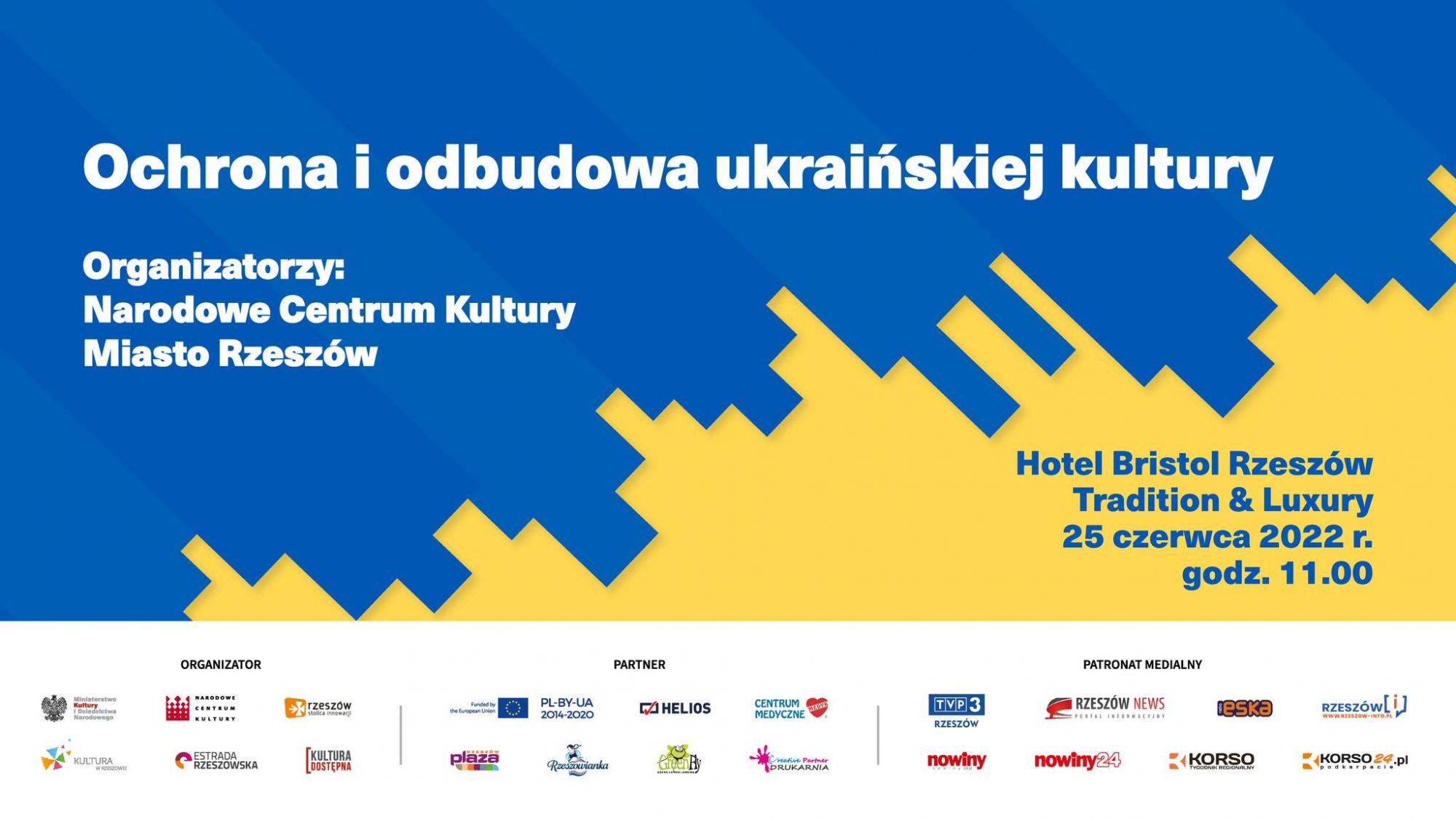 Grafika informacyjna konferencji: Ochrona i odbudowa ukraińskiej kultury