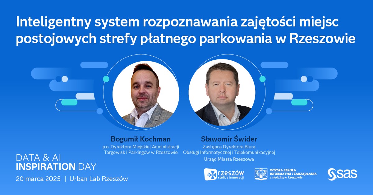 grafika promująca prelegentów wydarzenia reprezentująch Urząd Miasta Rzeszowa Pana Sławomira Świdra oraz Pana Bogumiła Kochmana