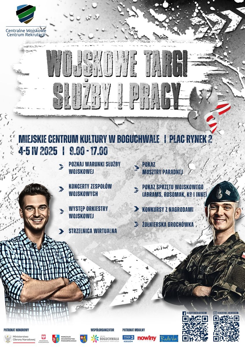 plakat promujący II Wojskowe Targi Służby i Pracy w Boguchwale