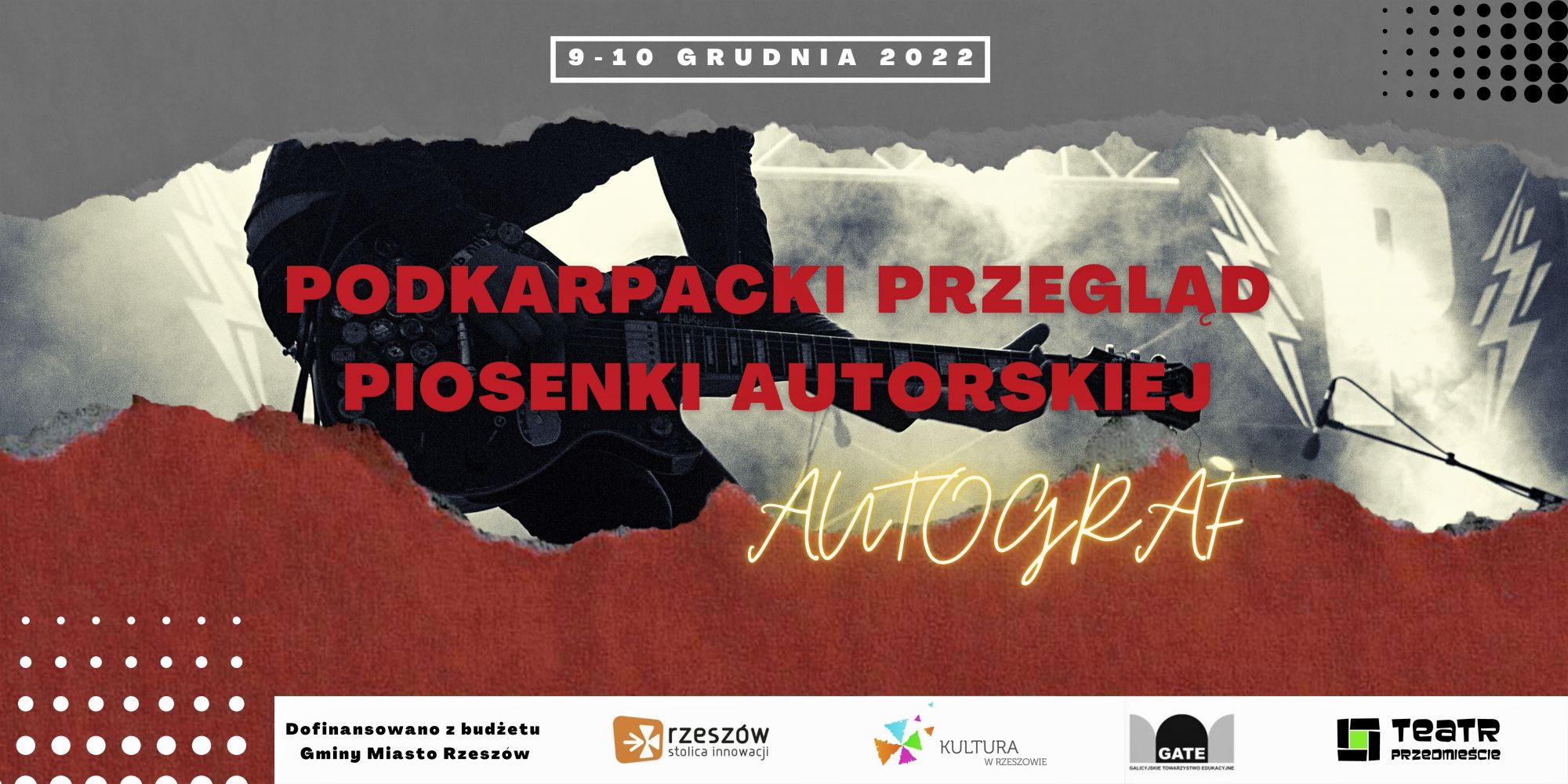Grafika promująca wydarzenie pn. Podkarpacki Przegląd Piosenki Autorskiej Autograf