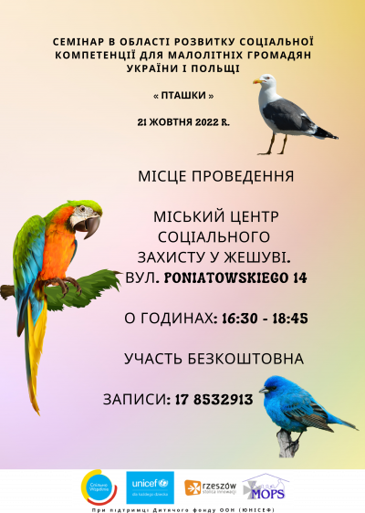 Plakat promujący warsztaty pn. PTASZKOWO