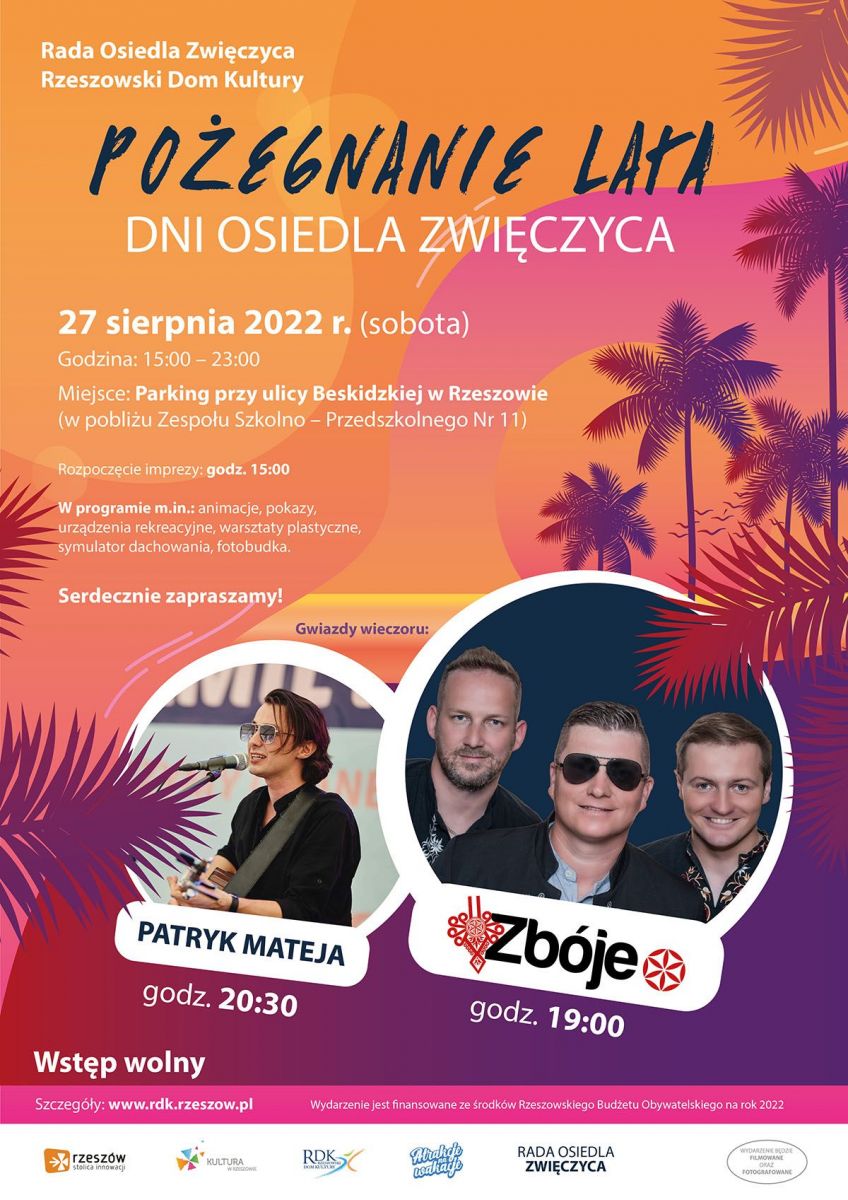 Grafika promująca organizowane wydarzenia | zakończenie wakacji