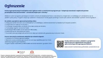 Grafika promująca program | Adaptacja zawodowa i wspieranie postaw przedsiębiorczości wśród kobiet