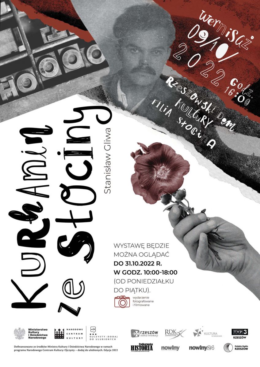 Plakat promujący wystawę pn. Kurhanin ze Słociny: inspirowany postacią Stanisława Gliwy