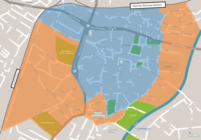 Mapa Strefy Płatnego Parkowania w Rzeszowie