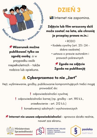 Młodzi w internecie - wizerunek, hejt, odpowiedzialność - post edukacyjny D3